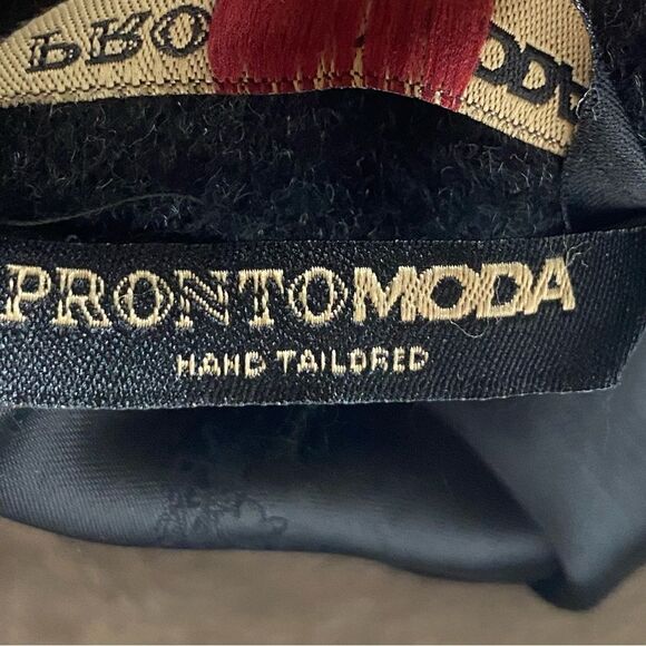 Pronto Moda Black Cashmere Blend Trench Coat Size 42R - Picture 3 of 16